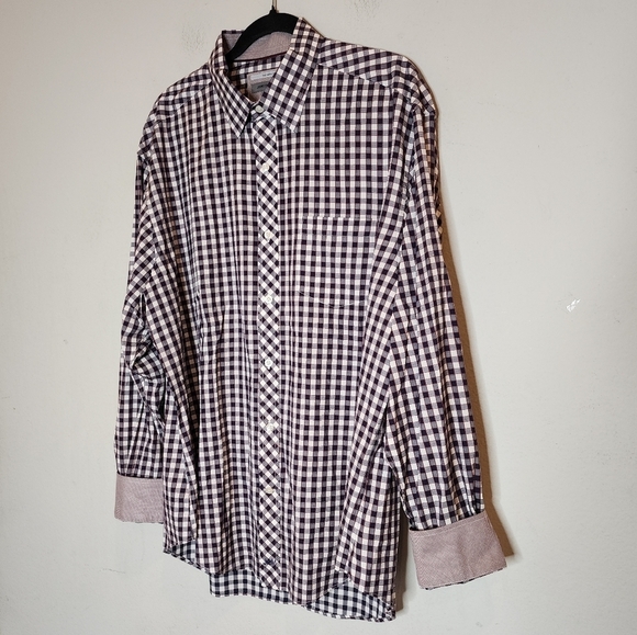 Johnston & Murphy Flip Cuff Long Sleeve Button Up Shirt Red White Blue Plaid XL - Picture 13 of 16
